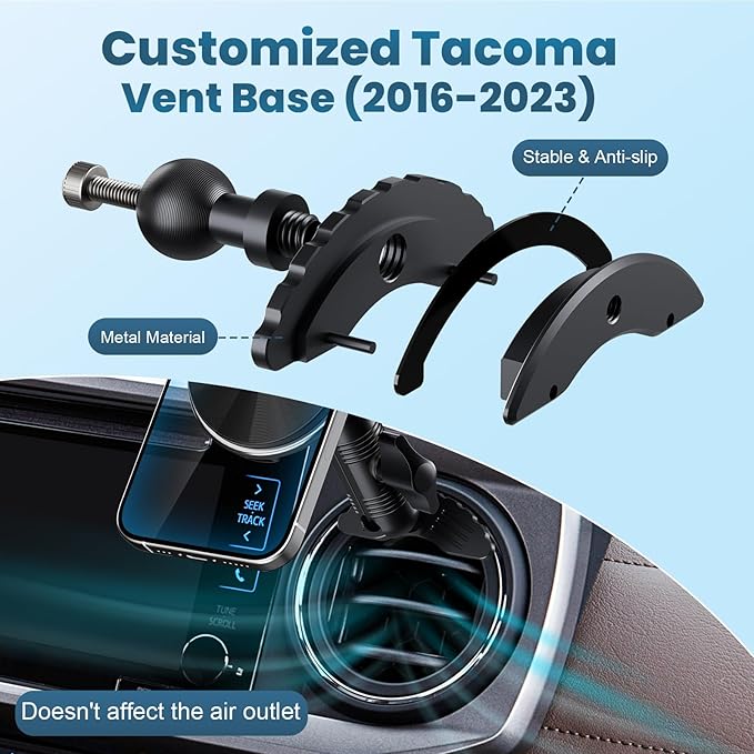 Kaishengyuan Wireless Charger Magnetic Vent Phone Mount Compatible with Tacoma 2016-2023 and 2014-2021 Toyota Tundra, 3rd Gen Tacoma Cell Phone Cradles with 20x Super Strong Magnet Phone Holder