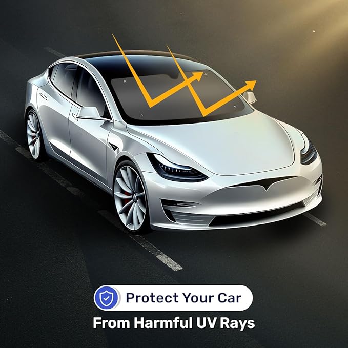GENANY Balck Windshield Sun Shade for Electric Vehicle (59x37 Inches), Sun Shade Windshield, Shades for Front Windows, Sunshade for Car Windshield, Xmas Auto Gift, Car Decor