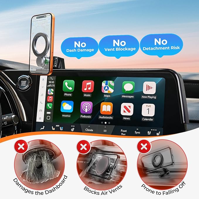 Car Phone Holder for Lexus RX RX350/RX350h/RX500h 2026 2025 2024 2023 (Only for 14-Inch Screen) 360° Rotation Magnetic Cell Phone Mount, Compatible with Magsafe, Does Not Affect Air Vent