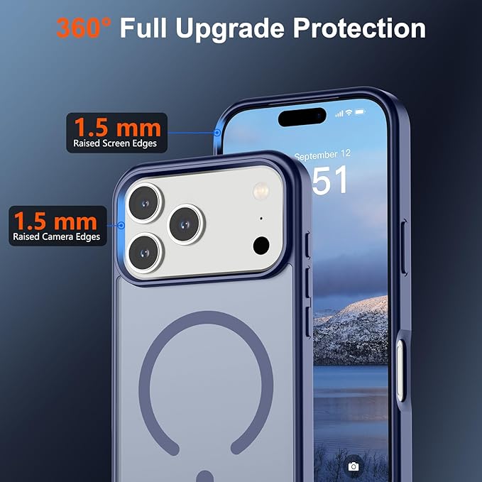 SUPFINE Magnetic for iPhone 17 Pro Max Case (Compatible with MagSafe)(Military Grade Drop Protection) Translucent Matte Shockproof with Anti-Fingerprint Phone Cover,Lavender Gray