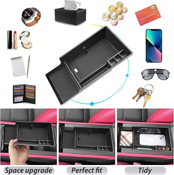 SKTU for 2024 2025 2026 Chevrolet Blazer EV Center Console Organizer 2024 2025 2026 Chevy Blazer EV Console Tray 2024 2025 2026 Chevy Blazer EV Accessories Armrest Tray with Coin Holder