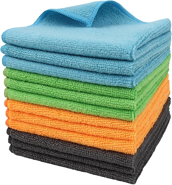 Tricol Clean 12 Pack Microfiber Cleaning Cloth 11.8x11.8inch - Streak-Free, Reusable Microfiber Wipes Towels for Glass, Kitchen, Car, Dusting - Absorbent & Lint-Free-Mixed 4 Colors