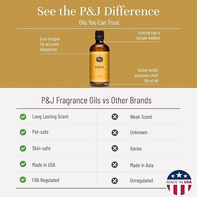 P&J Trading Fragrance Oil | Amber Oil 100ml - Candle Scents for Candle Making, Freshie Scents, Soap Making Supplies, Diffuser Oil Scents