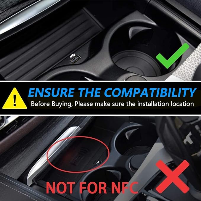 Wireless Car Charger for BMW 5 Series M5/535i/540i/550i/530e 2017-2022, for BMW 6 Series M6/640i/650i 2018-2020, 15W Qi Fast Charging Phone Charger Pad with QC3.0 USB Port for iPhone Galaxy