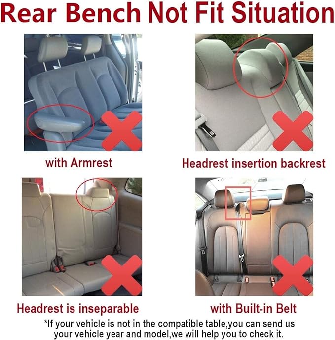 Flying Banner Car Seat Covers Front Seats Rear Bench Polyester car seat Protectors Easy installations Rear Bench Split Classic man Lady Truck (Full Set - Low Back, Black Gray)