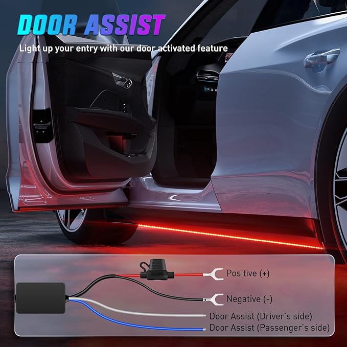 Nilight 4Pcs RGBW Aluminum Underglow Neon Accent Strip Lights 252LEDs Door Assist Multi Color DIY Sound Active Function Music Mode with APP and Remote Control Underbody Light Strips for Car Truck RV