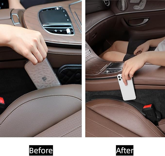 Hiseanllo Car Seat Gap Filler 2 Pack, Universal Fit PU Leather Car Seat Gap Plug to Fill The Gap Between Seat and Console, Car Seat Crevice Blocker Stop Things from Dropping