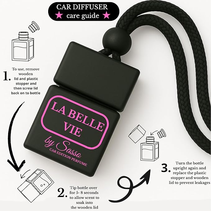 Car Diffuser Duo “La Belle Vie & Black OPM” – Inspired by Designer Women’s Scents – Elegant, Long-Lasting Car Fresheners – Gift-Ready - Fragrance By Sasso