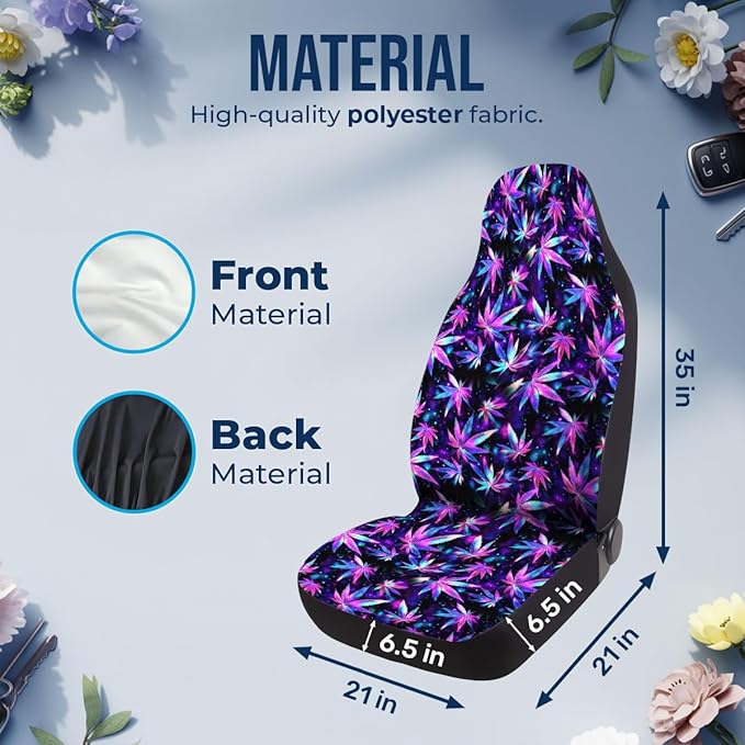 GENANY Galaxy Weed Car Seat Covers Set of 2, Breathable Front Seat Covers for Truck Sedan SUV, Purple Car Accessories, Funny Gift for Women Men