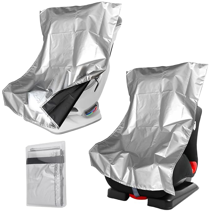 U0U 2PCS Car Seat Sun Shade Cover,Baby Car Seat Heat Protector to Keep Toddler Seat at a Cool Temperature,Reflective Car Seat Covers Shield from Heat and UV Sunlight