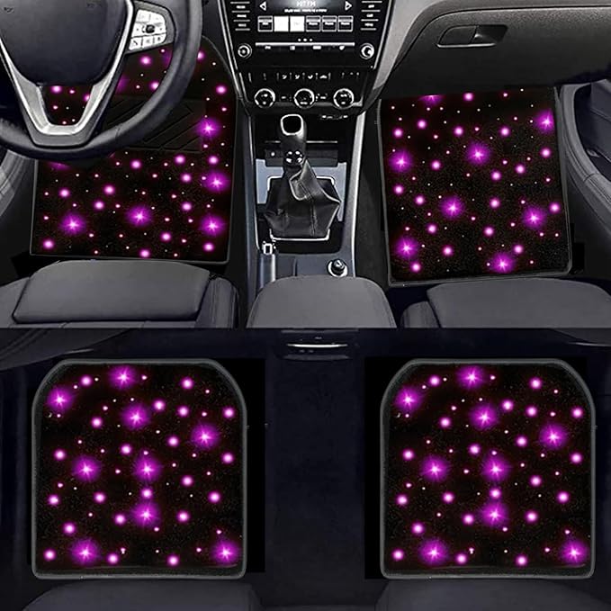 Interior Star Lights for Car, LED Starlights Floor Mats, Carpet Fiber Optic Foot Light Decoration (Set of 4)