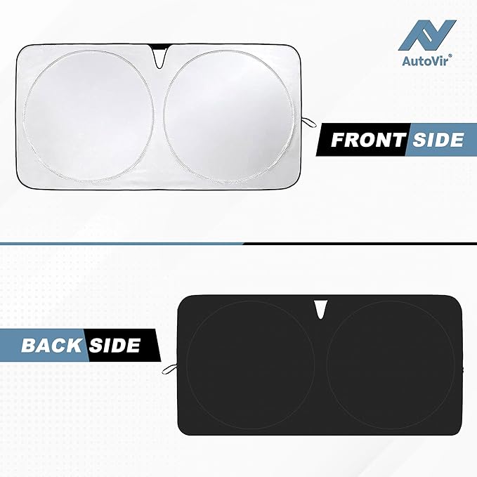 Tesla Windshield Sun Shade for Model 3 and Y - Size (56" x 36"), Premium 240T Reflective Sunshade, Heat Shield, UV Protection Foldable Front Window Sunshade with Storage Pouch Tesla Car Accessories