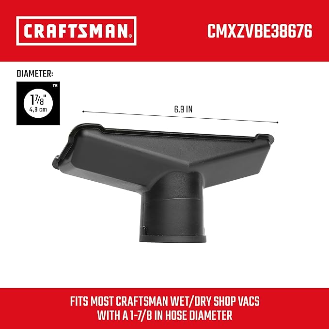 CRAFTSMAN CMXZVBE38676 1-7/8 in. Utility Nozzle Wet Dry Vac Attachment, Industrial-Grade Shop Vacuum Accessory for Cleaning Hard Surfaces, Fits 1-7/8 in. Hose Diameter