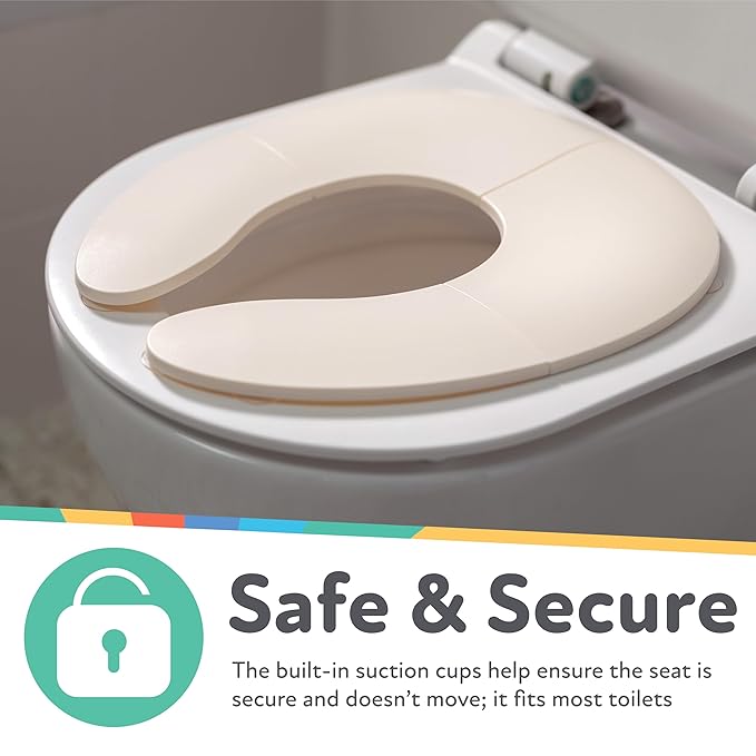Nuby Folding Potty Seat and Bag - Toddler Travel Essential - Travel Toilet Seat for Toddlers 18+ Months - White