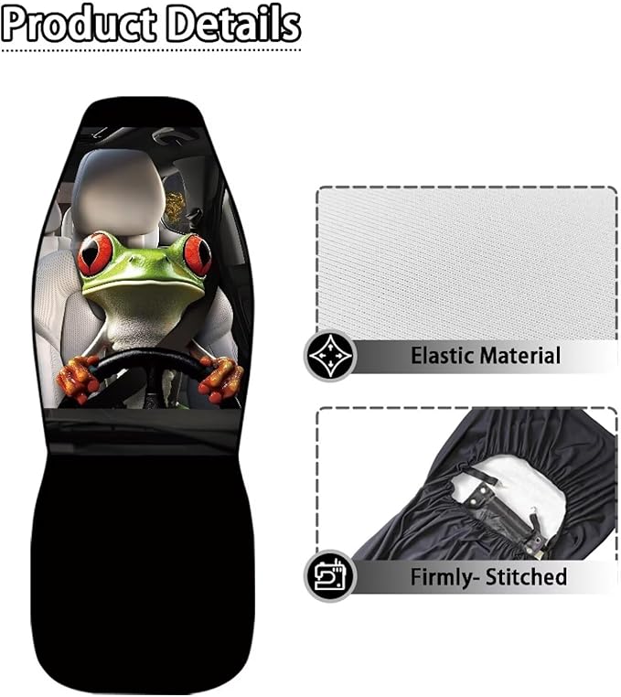 Funny Tree Frog Front Seat Covers for Cars Comfort Bucket Seat Covers Entire Seat Protection Fit Most Vehicle,Cars,Sedan,Truck,SUV,Van