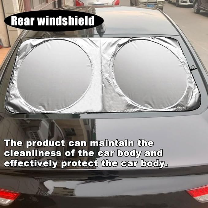 Car Windshield Sun Shade, Cool Reflective Sun Blocker, Foldable Car Front Window Covers, Sun Protection Automotive Glass Shade for Comfortable Driving for Universal Car SUV Truck (59.06x27.56'')