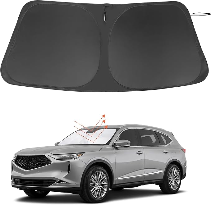 Windshield Sun Shade Custom Fit for 2021 2022 2023 2024 2025 2026 Acura MDX Accessories Foldable Sunshade Sun Blocker Protect Car from Sun Rays & Heat Damage Keep Car Cooler