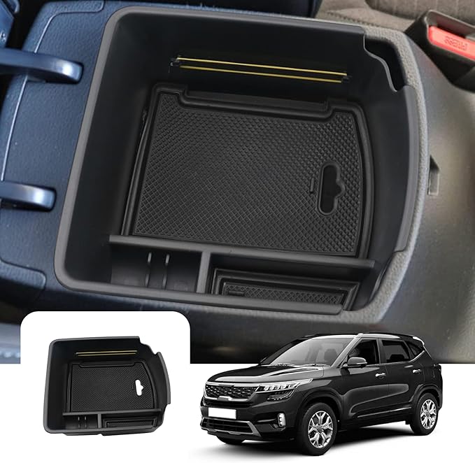 LFOTPP Seltos Center Console Organizer for 2022 2023 Seltos [LX, S, EX, SX Turbo, S Turbo and Nightfall Editio] Armrest Center Console Organizer Tray 2022 2023 SeltosAccessories Secondary Insert