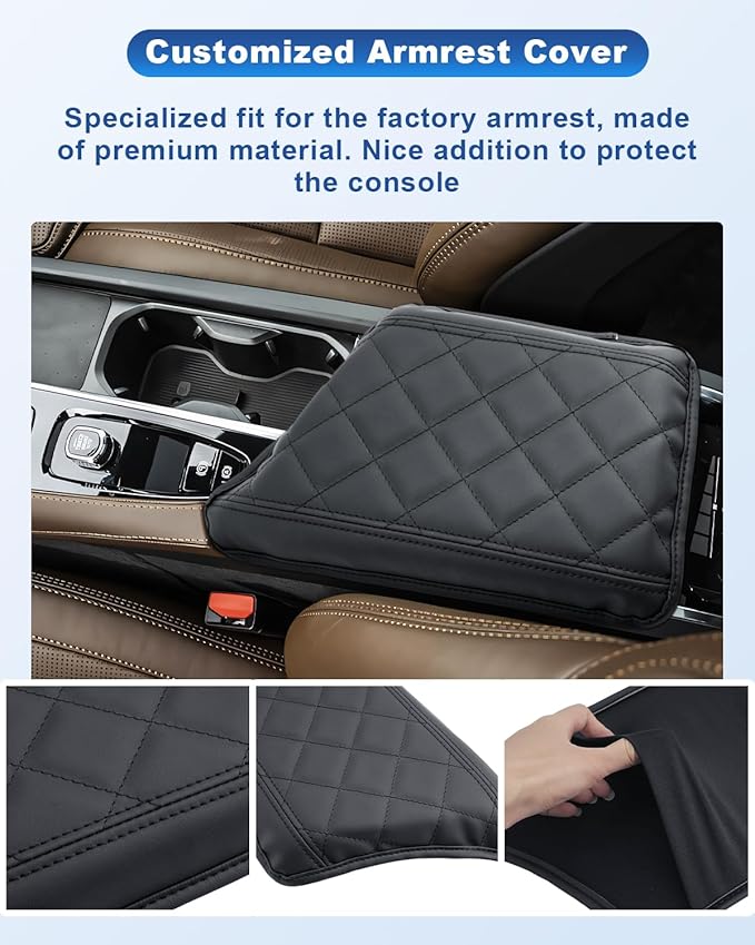 CDEFG for 2025 Volvo XC90 Center Console Cover for 2023 2024 2025 Volvo XC90 Accessories Armrest Cover XC90 Middle Console Pad Arm Rest Cushion Leather Cover