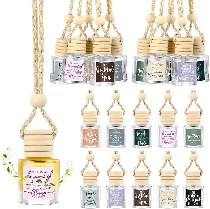 Funnymoom 50 Pcs Employee Appreciation Gifts Bulk Empty Glass Car Air Freshener Hanging Diffuser Thank You Gifts for Employee Nurse Staff Dietician Social Worker Volunteer