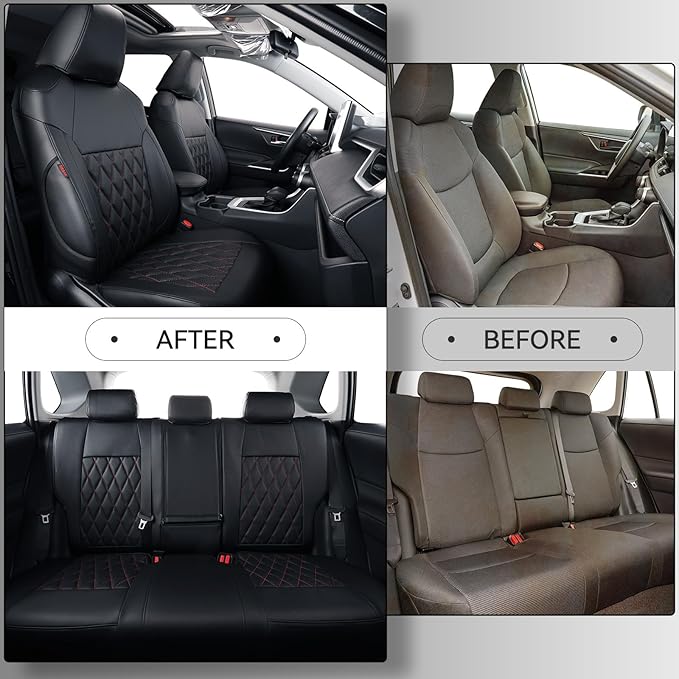 coverdream 2026 Rav4 Seat Covers Custom Fit for 2026 Toyota Rav4 Hybrid (LE,XLE Premium) SUV,Full Set Luxury Waterproof Leather Car Seat Protector