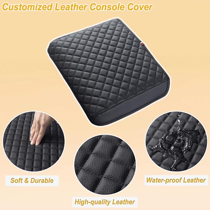 PIMCAR Center Console Cover for 2021-2025 2026 Ford F150, 2022-2026 F150 Lightning Work Surface Console Armrest Cushion Leather Protector Interior Accessories (Only fit for Work Surface Console)