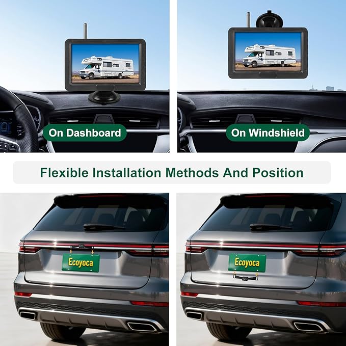 Wireless Revesing Camera with 5" Monitor Upgrade for Car Waterproof Backup Camera Digital Signal Wide View Night Vision System Back Up Cameras for 2014 Silverad Car Van SUV Truck Vehicles