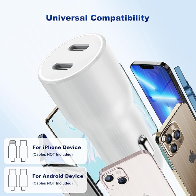 iPhone 14 13 Car Charger, [Apple MFi Certified] 45W Dual Port USB C Rapid Apple Car Adapter with 6ft Type C to Lightning Cable Fast Charging for iPhone 14 Pro/14 Pro Max/14 Plus/13/12/11/X/XS/SE,iPad