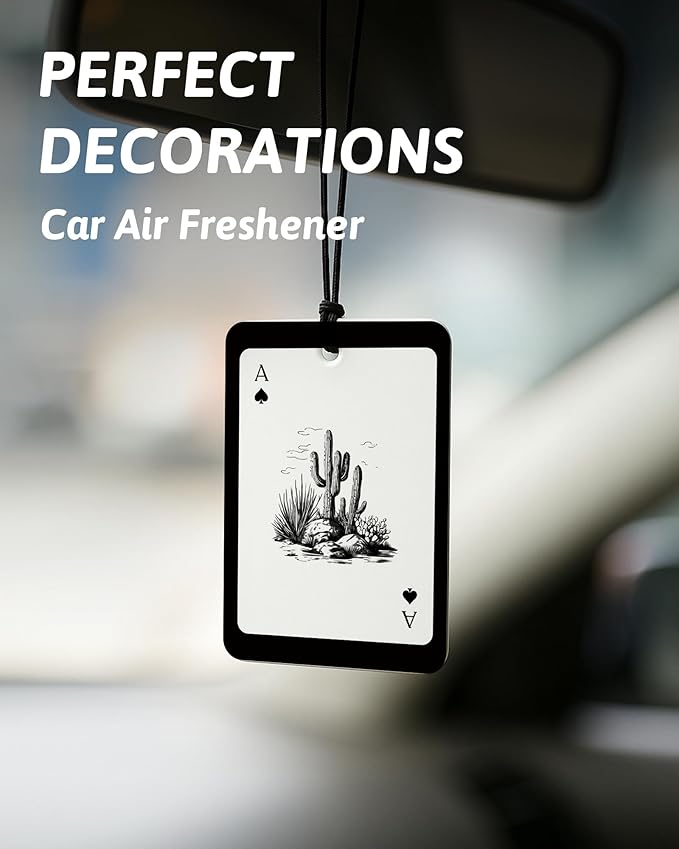 Vintage Western Car Air Freshener 4 Pcs, Long Live Cowgirls Cow Skull Cactus Ace Card Hanging Air Freshener for Cars Closet Drawer Books, Retro Western Car Accessories Mirror Decor for Women
