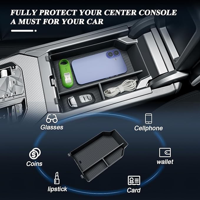 BIBIBO 2025 2026 X3 Center Console Organizer for 2025 2026 BMW X3 G45 (30 xDrive/M50 xDrive) Console Tray 2025 2026 BMW X3 G45 Insert Glove Pallet Organizer