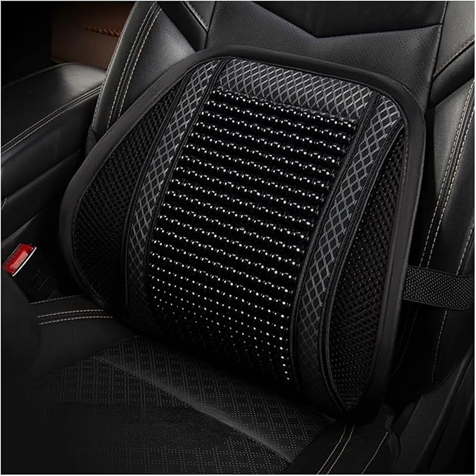 Car Seat Chair Back Cushion for Toyota RAV4 Prime 2025, Wooden Beads Ventilate Mesh Lumbar Brace Strong Durable Relieve Fatigue Summer Interior Accessories,C-Waist Cushion
