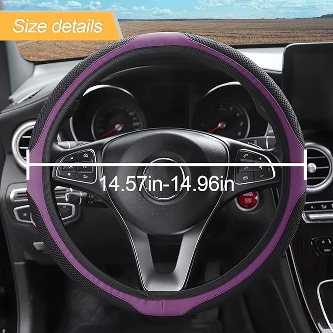 LoyaForba Car Steering Wheel Cover, Universal 14.5-15 Inch, Soft Anti-Slip Neoprene Protector for Steering Wheel, Breathable Odorless and Elastic Stretch, Car Accessory for SUV, Van, Truck (Purple)