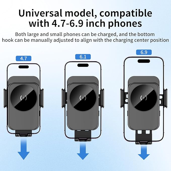 Cup Holder Phone Mount, [Auto Clamping] 2 in 1 Wireless Car Charger Holder Fast Charging, 15W with Quick Extension Long Arm, Fast Swivel Adjustable, 360° Rotatable for iPhone 17/16/15/14/13/12 pro/12