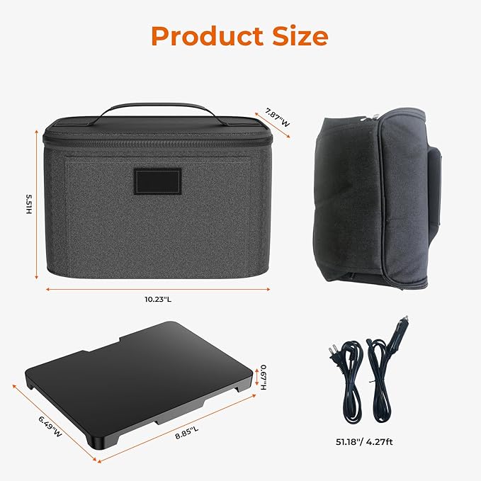 Portable Electric Lunch Box Food Heater,12V/24V/110V 3-in-1 Food Warmer Box, Mini Portable Oven Car Food Warmer, Heated Lunch Bag for Adults Office Travel Work Truck Meal Reheating
