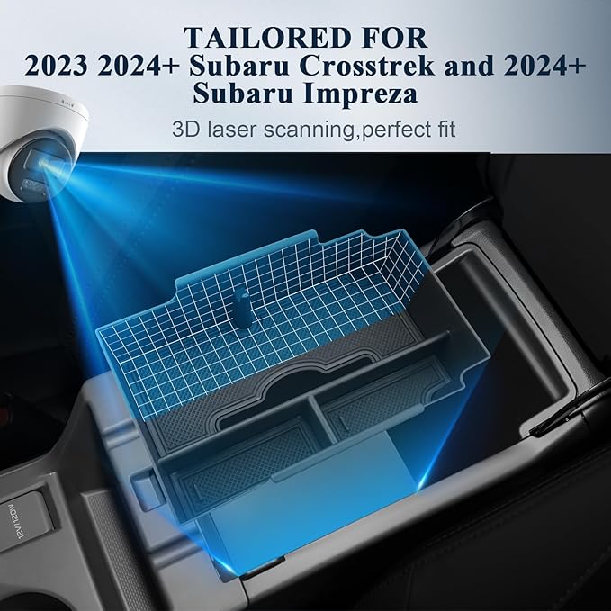 BIBIBO Upgraded for 2024-2026 Subaru Crosstrek Center Console Organizer Tissues Holder 2023-2026 Subaru Crosstrek/2026 Crosstrek Hybrid &2024+ Subaru Impreza Console Insert Tray Tissues Box Crosstrek