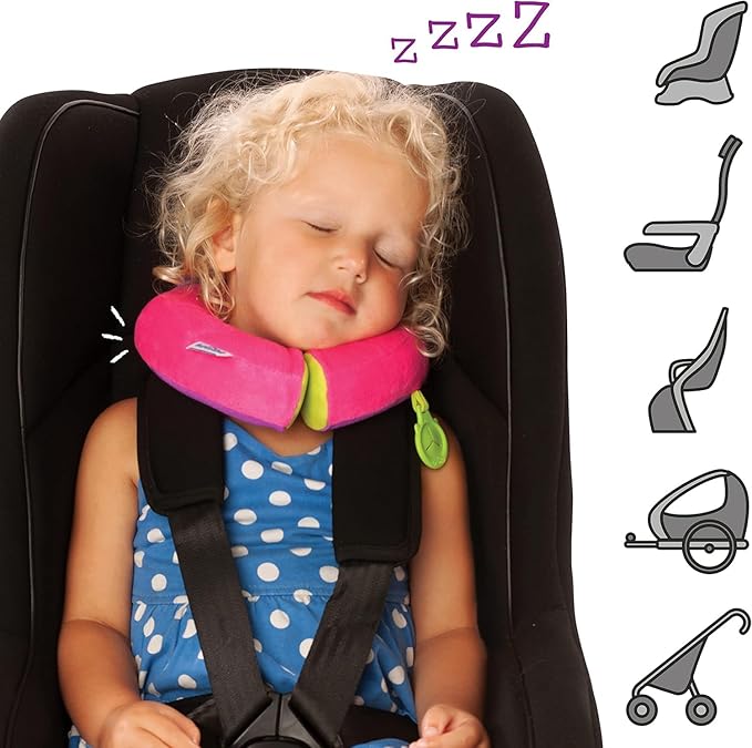Trunki Kid's Travel Neck Pillow & Chin Rest | Support Sleepy Heads in the Car Seat, Plane, Bike or Pram | Yondi SMALL Betsy (Pink)