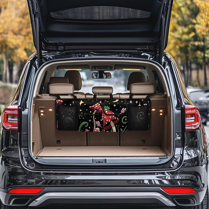 Cute Frog Car Trunk Organizer Mushroom Stars Moon Large Capacity Hanging Car Storage Bag Waterproof Cargo Bag,Frees Trunk Floor