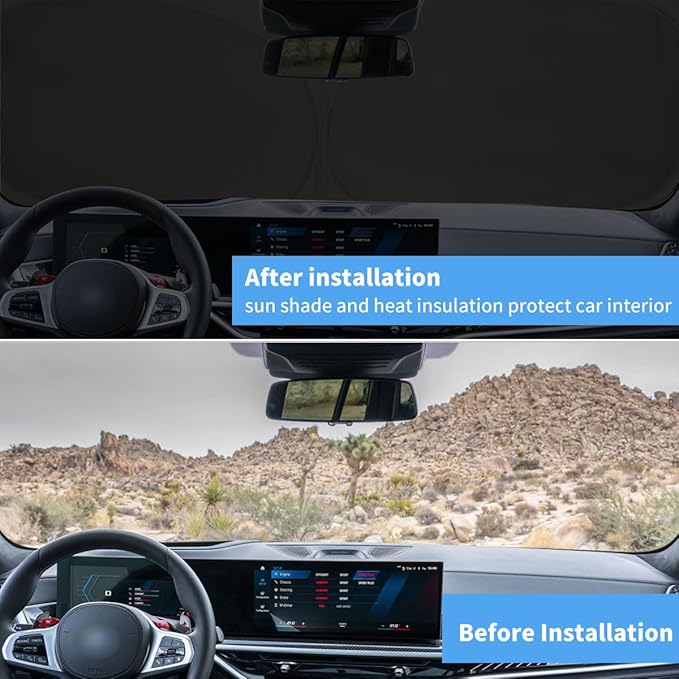 Windshield Sun Shade for BMW X5 2026 2025 2024 2023 2022 2021 2020 2019 M Sport xLine Front Window Sunshade SUV Accessories Fodable Sun Visor UV Protector Shade Heat Shield Cover