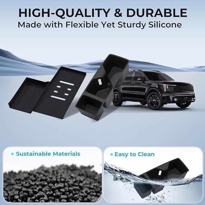 VONAX Cup Holder Insert & Wireless Charging Pad Protector Compatible with KIA Sorento 2026 2025 2024 2023 2022 2021, Center Console Cup Holder & Wireless Charging Mat for Sorento Accessories, Black