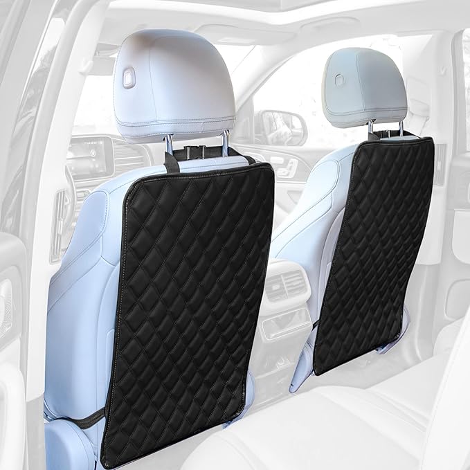 FH Group Faux Leather Auto Seat Back Kick Protectors –2 Pack Diamond Stitched Back Seat Protector for Driver and Passenger Seat, Waterproof, Easy to Clean