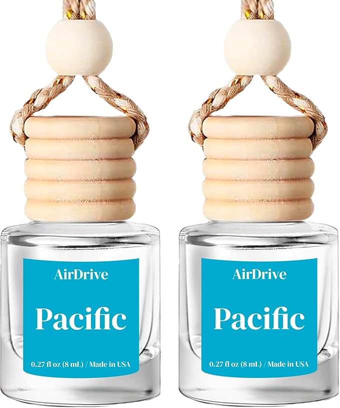 Car Air Freshener Cool Ice & Citrus Pacific 2 Pack Hanging Air Freshener Diffuser, Cute Car Accessories, Air Freshner for Women & Men Gift Non-Toxic Car Scent Long Lasting Oil Diffuser, Made in USA