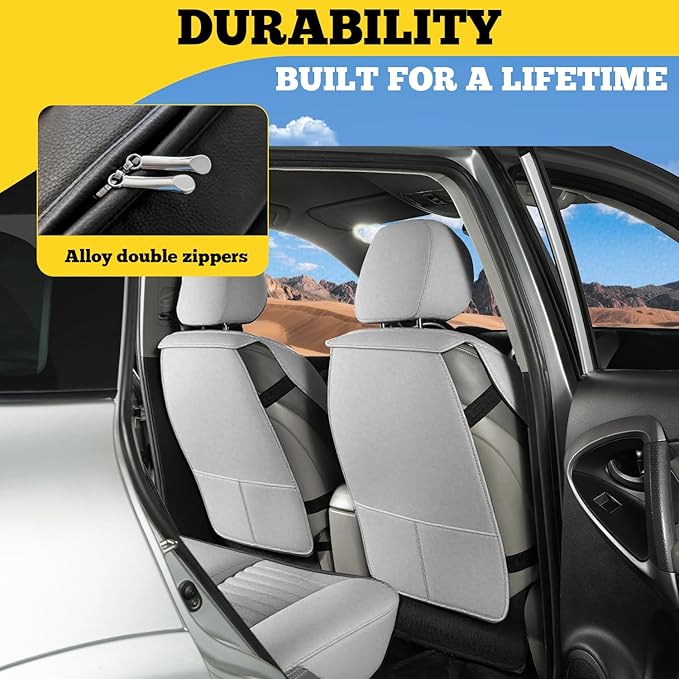 LINGVIDO Front Car Seat Covers, Faux Nappa Leather, Airbag Compatible and Waterproof Protectors for Sedans SUVs, Breathable Anti-Slip Interior for Commuters and Rideshare, Gray
