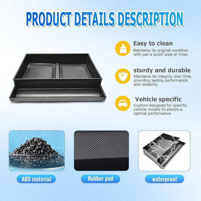 EDBETOS Console Drawer Tray Compatible with Honda Pilot 2016-2022/ Ridgeline 2017-2024/ Passport 2019-2024 Accessories Center Console Organizer Insert Tray Storage Box Coin Container, ABS Black