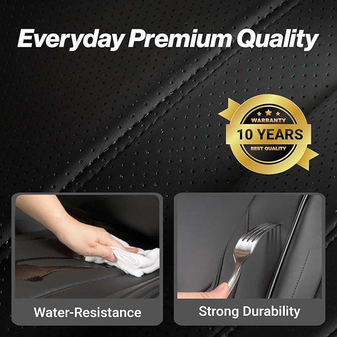Coverland Custom Fit Car Seat Covers for Car Compatible with [2006-2015 Mazda Miata MX-5] Premium Leather Non-Slip Memory Foam Waterproof Seat Cover Interior Protector [Front Black- Size Chart A26]