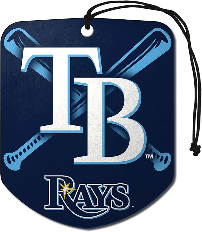 FANMATS 63169 MLB Tampa Bay Rays Hanging Car Air Freshener, 2 Pack, Black Ice Scent, Odor Eliminator, Shield Design with Team Logo