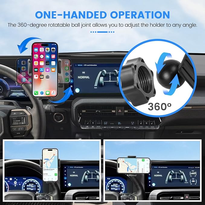 Car Phone Holder Fit for Toyota Land Cruiser LC250 2024 2025 Auto Accessories (Only Fit for 8/12.3-Inch Screen), Cell Phone Mount Dash Mount Hands-Free 360° Rotation
