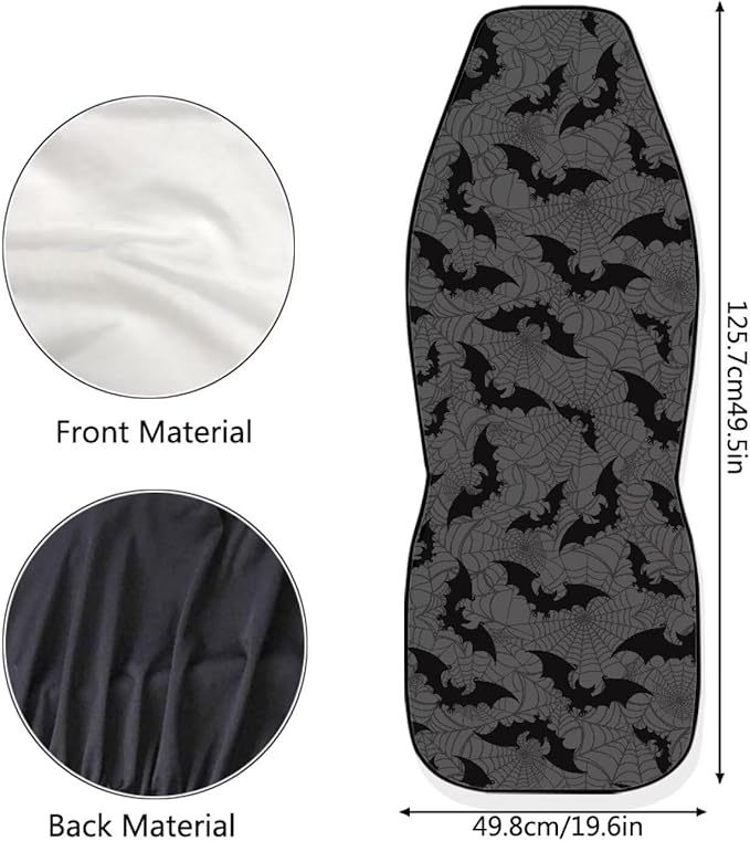 Halloween Bat Car Front Seat Covers Breathable Car Seat Covers Front Seats Only Stretch Polyester Fabric Cover Easy to Install Universal Fit for Most Vehicle