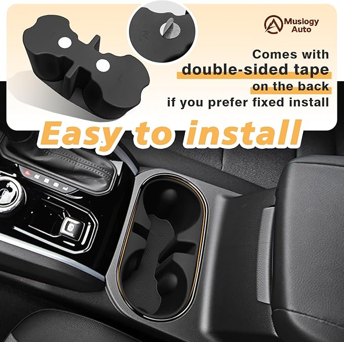 Muslogy Center Console Cup Holder Inserts Compatible with 2023-2026 Chevy Colorado & GMC Canyon Accessories Front Console Drink Holder Silicone Organizer Non-Slip Upgraded Snug Fit