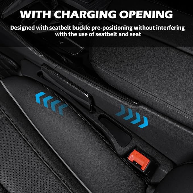 2PCS Deepened Car Seat Gap Filler Organizer,Multi-Purpose 2 in 1 Car Gap Filler with Bottom Charging Opening for Avoiding Item Falling,Universal No Drop Seat Guard for Cars