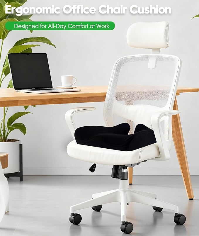 Premium Seat Cushion - Pressure Relief Cushion for Office Chair, Car, Wheelchair | Cool Gel Memory Foam for Tailbone Pain Relief | Multi-Purpose Comfort